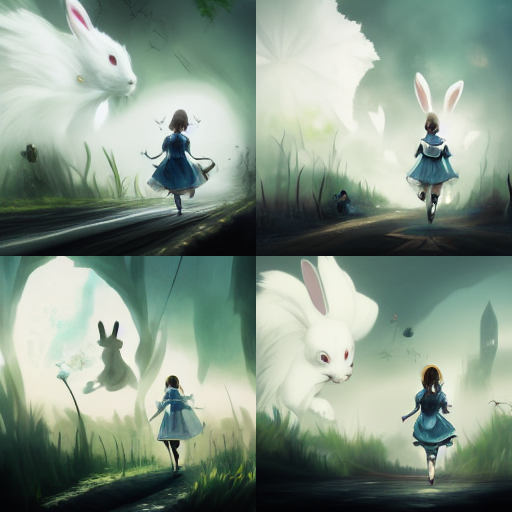 Alice running after the rabbit - Yonatan Hyman - midjourney - good batch 2