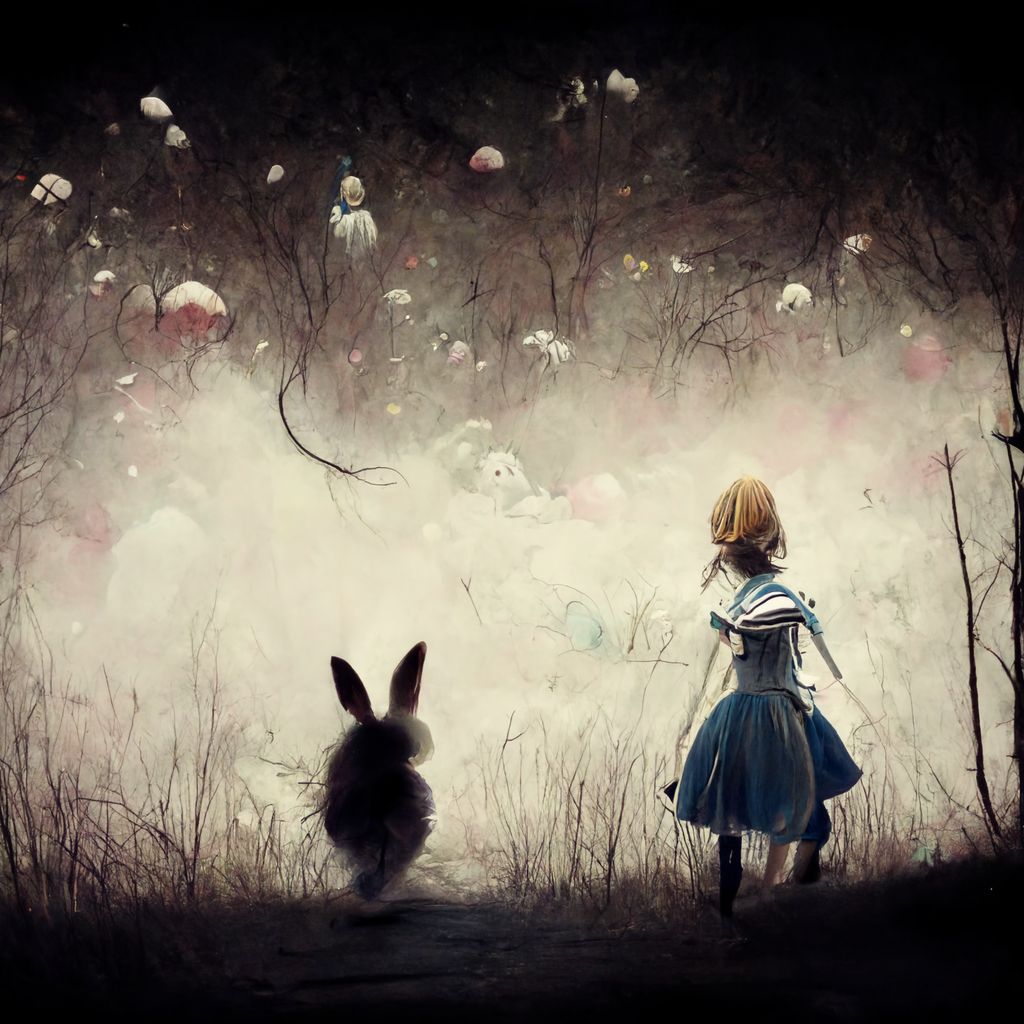 Alice and the White Rabbit  Midjourney - Yonatan Hyman
