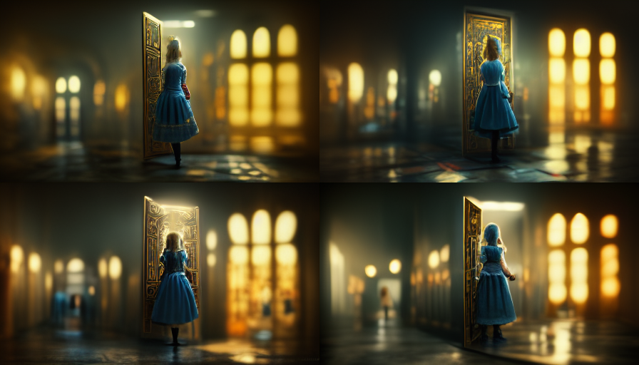 Hall of Doors, Alice in Wonderland - Yonatan Hyman - midjourney 3